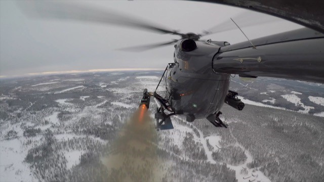 Firing of laser-guided rocket from a H145M helicopter